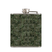 Jouw tekst Digital Camouflage Olive Green Keep Cal Heupfles (Achterkant)