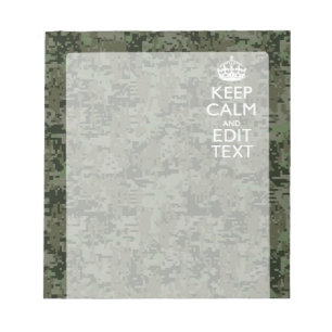 Jouw tekst Digital Camouflage Olive Green Keep Cal Notitieblok