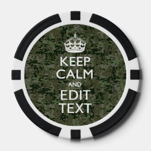 Jouw tekst Digital Camouflage Olive Green Keep Cal Poker Chips