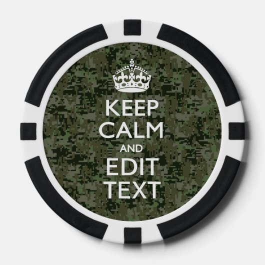 Jouw tekst Digital Camouflage Olive Green Keep Cal Poker Chips (Voorkant)
