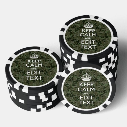 Jouw tekst Digital Camouflage Olive Green Keep Cal Poker Chips (Opstapeling)