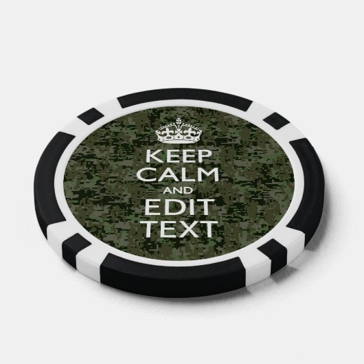 Jouw tekst Digital Camouflage Olive Green Keep Cal Poker Chips (Enkel)