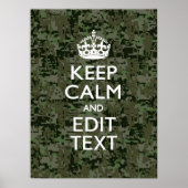 Jouw tekst Digital Camouflage Olive Green Keep Cal Poster (Voorkant)