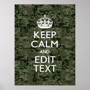 Jouw tekst Digital Camouflage Olive Green Keep Cal Poster