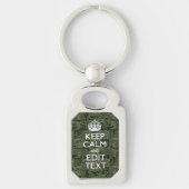 Jouw tekst Digital Camouflage Olive Green Keep Cal Sleutelhanger (Voorkant)