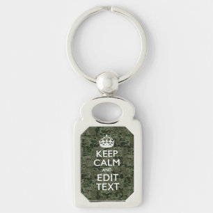 Jouw tekst Digital Camouflage Olive Green Keep Cal Sleutelhanger