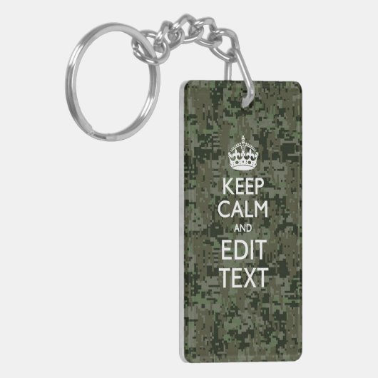 Jouw tekst Digital Camouflage Olive Green Keep Cal Sleutelhanger (Voorkant Links)