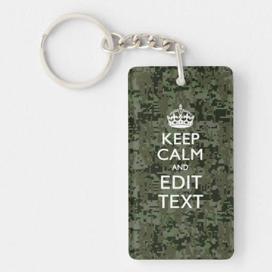 Jouw tekst Digital Camouflage Olive Green Keep Cal Sleutelhanger (Voorkant)