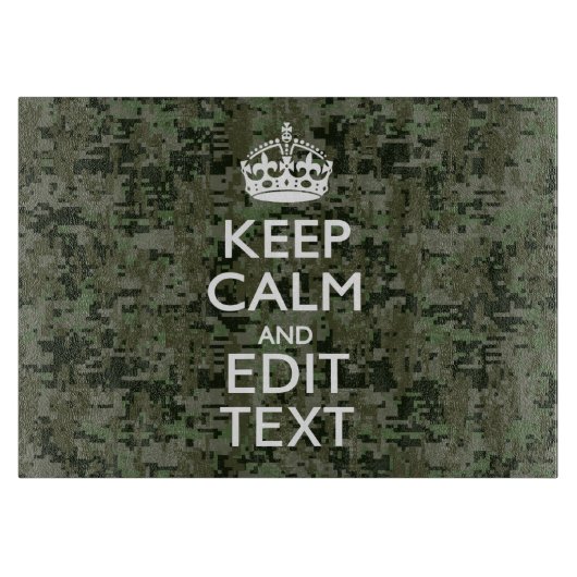 Jouw tekst Digital Camouflage Olive Green Keep Cal Snijplank (Voorkant)