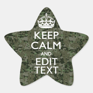 Jouw tekst Digital Camouflage Olive Green Keep Cal Ster Sticker