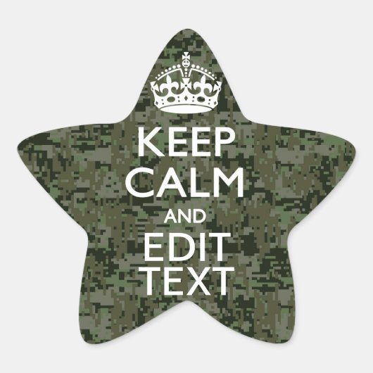 Jouw tekst Digital Camouflage Olive Green Keep Cal Ster Sticker (Voorkant)