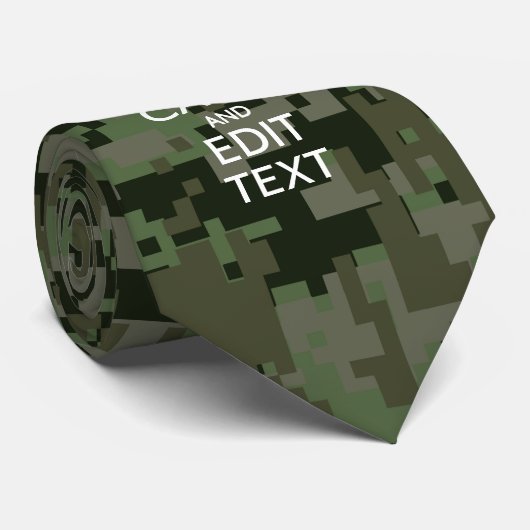 jouw tekst Digital Camouflage Olive Green Keep Cal Stropdas (Opgerold)