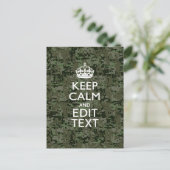 Jouw tekst Digital Camouflage Woodland Keep Calm Briefkaart (Staand voorkant)