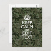 Jouw tekst Digital Camouflage Woodland Keep Calm Briefkaart (Voorkant / Achterkant)