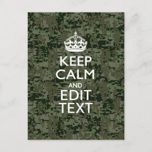 Jouw tekst Digital Camouflage Woodland Keep Calm Briefkaart