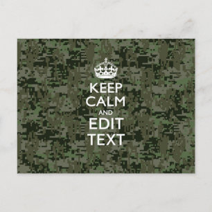 Jouw tekst Digital Camouflage Woodland Keep Calm Briefkaart
