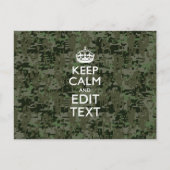 Jouw tekst Digital Camouflage Woodland Keep Calm Briefkaart (Voorkant)