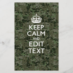 Jouw tekst Digital Camouflage Woodland Keep Calm Briefpapier
