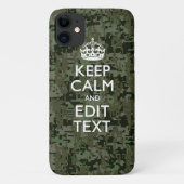 Jouw tekst Digital Camouflage Woodland Keep Calm Case-Mate iPhone Case (Achterkant)