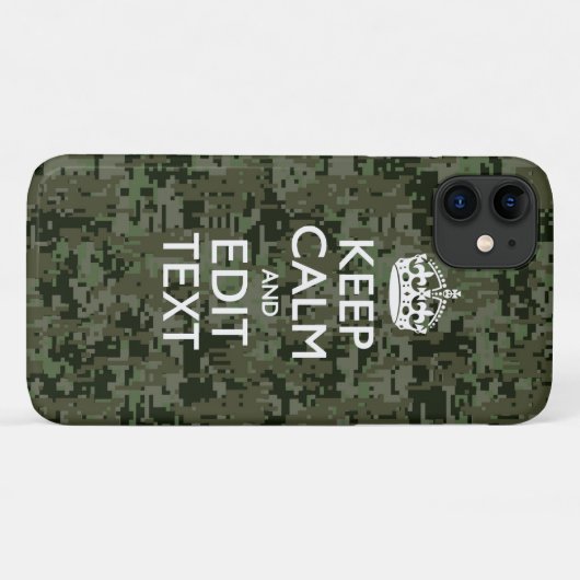 Jouw tekst Digital Camouflage Woodland Keep Calm Case-Mate iPhone Case (Achterkant (horizontaal))