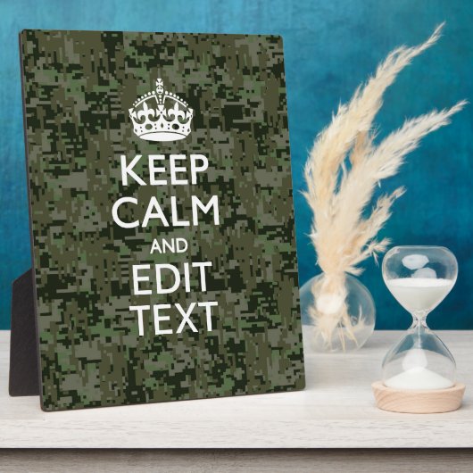 Jouw tekst Digital Camouflage Woodland Keep Calm Fotoplaat (Zijkant)