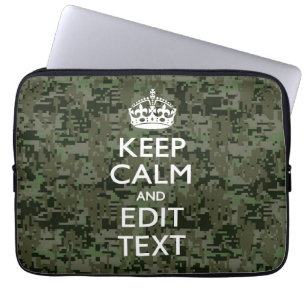 Jouw tekst Digital Camouflage Woodland Keep Calm Laptop Sleeve