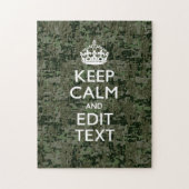Jouw tekst Digital Camouflage Woodland Keep Calm Legpuzzel (Verticaal)