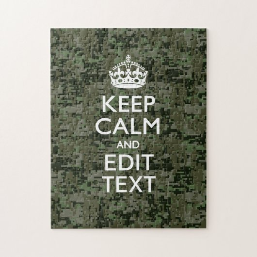 Jouw tekst Digital Camouflage Woodland Keep Calm Legpuzzel (Verticaal)