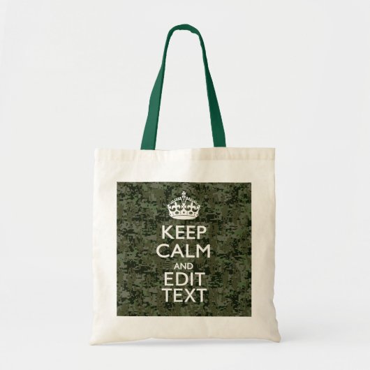 Jouw tekst Digital Camouflage Woodland Keep Calm Tote Bag (Voorkant)