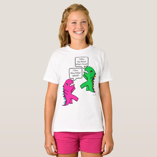 jouw tekst Dinosaur Conversation Funny T-shirt (Voorkant volledig)