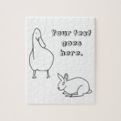 Jouw tekst-, Duck- en Bunny Rabbit-tekenpuzzels Legpuzzel (Verticaal)