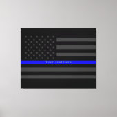 Jouw tekst Dunne Blauwe Lijn Stijlvol Zwart US Fla Canvas Afdruk (Voorkant)