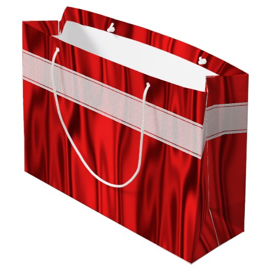 Jouw tekst | Elegant Happy Birthday Red Satin Groot Cadeauzakje (Achterkant Gekanteld)