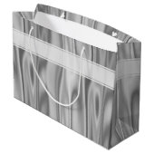 Jouw tekst: Elegant Happy Birthday Silver Satin Groot Cadeauzakje (Achterkant Gekanteld)