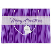 Jouw tekst | Elegant Kerstmis Paars Faux Satin Groot Cadeauzakje (Voorkant)