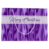 Jouw tekst | Elegant Kerstmis Paars Faux Satin Groot Cadeauzakje (Achterkant)