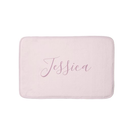 Jouw tekst | Elegant Script & Zacht Blush Roze Badmat (Voorkant)