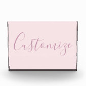 Jouw tekst | Elegant Script & Zacht Blush Roze Fotoblokken (Voorkant)