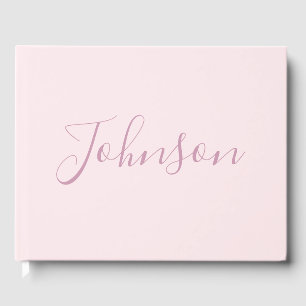 Jouw tekst Elegant Script & Zacht Blush Roze Gastenboek