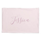 Jouw tekst | Elegant Script & Zacht Blush Roze Kussensloop (Achterkant)
