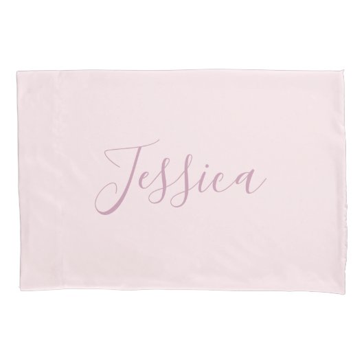 Jouw tekst | Elegant Script & Zacht Blush Roze Kussensloop (Voorkant)