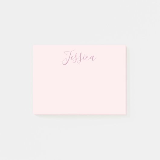 Jouw tekst | Elegant Script & Zacht Blush Roze Post-it® Notes (Voorkant)