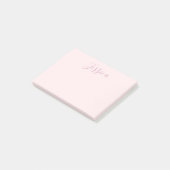Jouw tekst | Elegant Script & Zacht Blush Roze Post-it® Notes (Schuin)