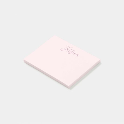 Jouw tekst | Elegant Script & Zacht Blush Roze Post-it® Notes (Schuin)