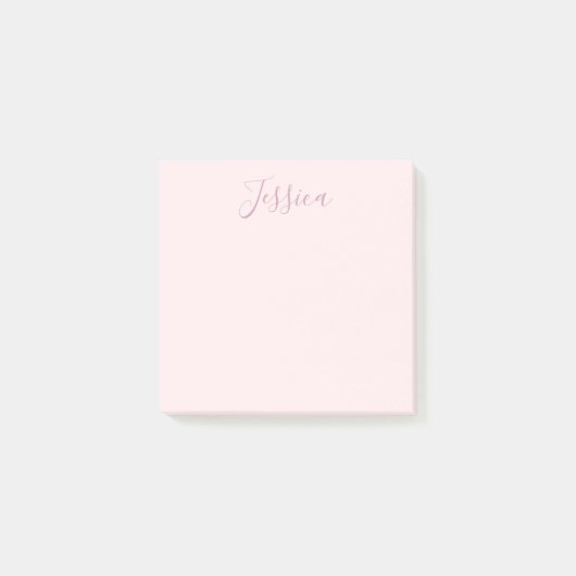 Jouw tekst | Elegant Script & Zacht Blush Roze Post-it® Notes (Voorkant)