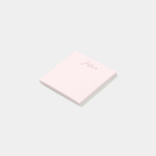 Jouw tekst | Elegant Script & Zacht Blush Roze Post-it® Notes (Schuin)