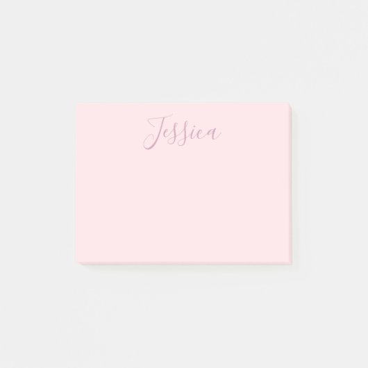 Jouw tekst | Elegant Script & Zacht Blush Roze Post-it® Notes (Voorkant)