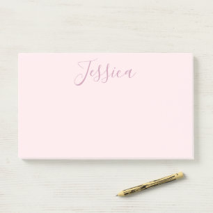Jouw tekst   Elegant Script & Zacht Blush Roze Post-it® Notes
