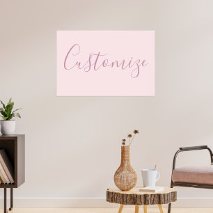 Jouw tekst   Elegant Script & Zacht Blush Roze Poster