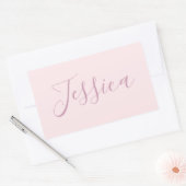Jouw tekst | Elegant Script & Zacht Blush Roze Rechthoekige Sticker (Envelop)
